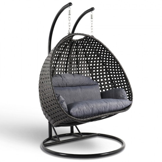 Charcoal Wicker Hanging 2 person Egg Swing Chair, Charcoal Blue, ESC57CBU