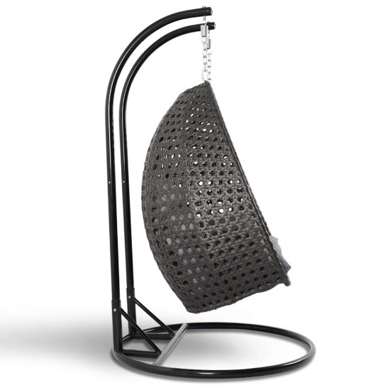 Charcoal Wicker Hanging 2 person Egg Swing Chair, Charcoal Blue, ESC57CBU