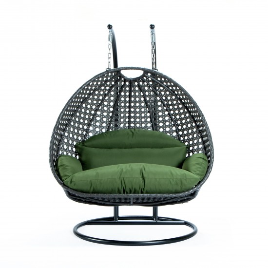 Charcoal Wicker Hanging 2 person Egg Swing Chair, Dark Green, ESCCH-57DG