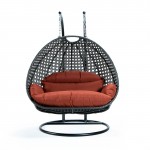 Charcoal Wicker Hanging 2 person Egg Swing Chair, Dark Orange, ESCCH-57DOR