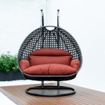 Charcoal Wicker Hanging 2 person Egg Swing Chair, Dark Orange, ESCCH-57DOR