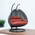 Charcoal Wicker Hanging 2 person Egg Swing Chair, Dark Orange, ESCCH-57DOR