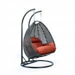 Charcoal Wicker Hanging 2 person Egg Swing Chair, Dark Orange, ESCCH-57DOR