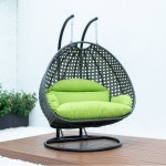 Charcoal Wicker Hanging 2 person Egg Swing Chair, Light Green, ESCCH-57LG