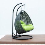 Charcoal Wicker Hanging 2 person Egg Swing Chair, Light Green, ESCCH-57LG