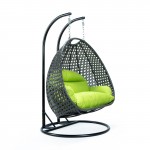 Charcoal Wicker Hanging 2 person Egg Swing Chair, Light Green, ESCCH-57LG