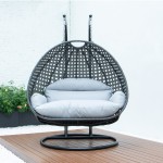 Charcoal Wicker Hanging 2 person Egg Swing Chair, Light Grey, ESCCH-57LGR