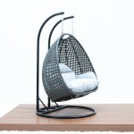 Charcoal Wicker Hanging 2 person Egg Swing Chair, Light Grey, ESCCH-57LGR