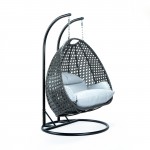 Charcoal Wicker Hanging 2 person Egg Swing Chair, Light Grey, ESCCH-57LGR