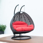 LeisureMod Charcoal Wicker Hanging 2 person Egg Swing Chair, Red, ESCCH-57R