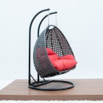 LeisureMod Charcoal Wicker Hanging 2 person Egg Swing Chair, Red, ESCCH-57R