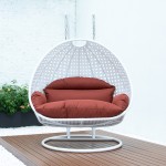 White Wicker Hanging 2 person Egg Swing Chair, Dark Orange, ESCW-57DOR