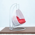 LeisureMod White Wicker Hanging 2 person Egg Swing Chair, Red, ESCW-57R