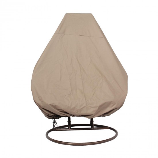 Wicker Hanging 2 person Egg Swing Chair With Outdoor Cover, Beige, ESC57BG-C