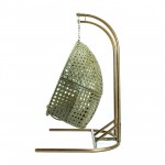 LeisureMod Wicker Hanging Double Egg Swing Chair , Beige, ESCU57BG