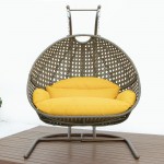 LeisureMod Wicker Hanging Double Egg Swing Chair , Amber, EKDBG-57A