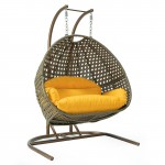 LeisureMod Wicker Hanging Double Egg Swing Chair , Amber, EKDBG-57A