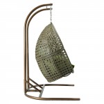 LeisureMod Wicker Hanging Double Egg Swing Chair , Green, EKDBG-57G