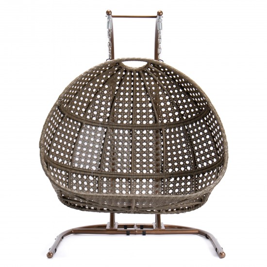 LeisureMod Wicker Hanging Double Egg Swing Chair , Blue, EKDBG-57BU