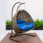 LeisureMod Wicker Hanging Double Egg Swing Chair , Blue, EKDBG-57BU