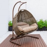 LeisureMod Wicker Hanging Double Egg Swing Chair , Brown, EKDBG-57BR