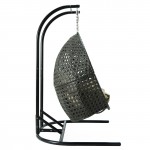 LeisureMod Wicker Hanging Double Egg Swing Chair , Brown, EKDCH-57BR