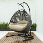 LeisureMod Wicker Hanging Double Egg Swing Chair , Brown, EKDCH-57BR