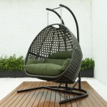 LeisureMod Wicker Hanging Double Egg Swing Chair , Dark Green, EKDCH-57DG