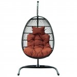 LeisureMod Wicker Folding Hanging Egg Swing Chair, Cherry, ESCF40CHR