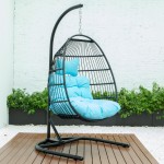 LeisureMod Wicker Folding Hanging Egg Swing Chair, Teal, ESCF40TL