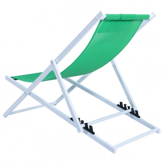 LeisureMod Sunset Outdoor Sling Lounge Chair With Headrest, Green , SLC22G