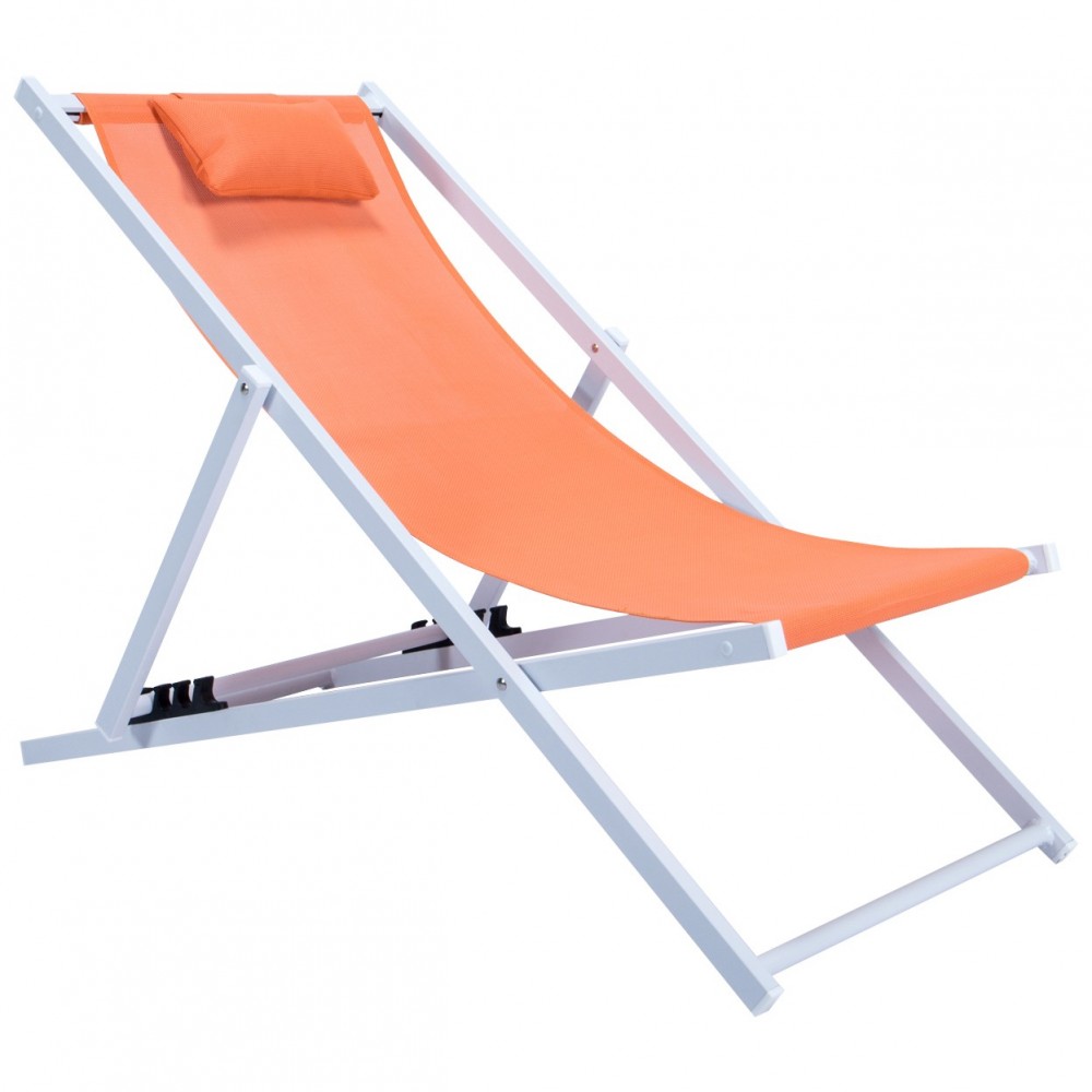 LeisureMod Sunset Outdoor Sling Lounge Chair With Headrest, Orange, SLC22OR