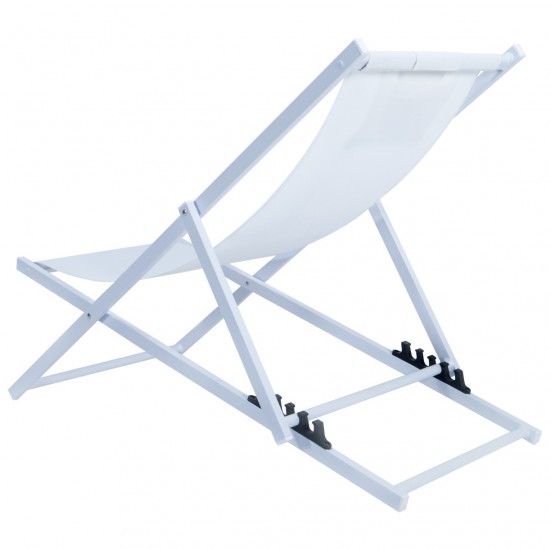 LeisureMod Sunset Outoor Sling Lounge Chair With Headrest, White , SLC22W