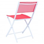 LeisureMod Outdoor Bistro Folding Table Chairs Set, Red , SCT19R