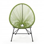 3 Piece Outdoor Lounge Patio Chair, Glass Top Table, Light Green, MCT29LG