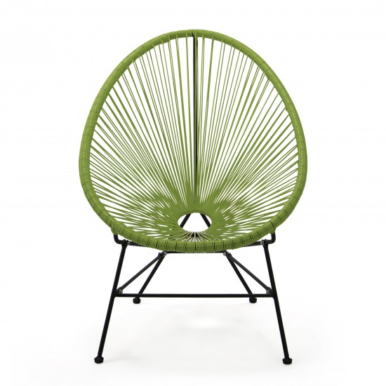 3 Piece Outdoor Lounge Patio Chair, Glass Top Table, Light Green, MCT29LG