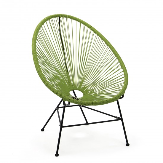 3 Piece Outdoor Lounge Patio Chair, Glass Top Table, Light Green, MCT29LG