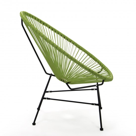 3 Piece Outdoor Lounge Patio Chair, Glass Top Table, Light Green, MCT29LG
