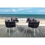 LeisureMod Spencer Rope 5 Piece Outdoor Bistro Patio Set, Black, SCT23BL