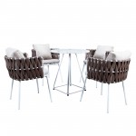 Spencer Modern Rope Outdoor Patio Dining Chair With Cushions, Brown, SC23BR