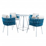 Spencer Modern Rope Outdoor Patio Dining Chair With Cushions, Blue, SC23BU