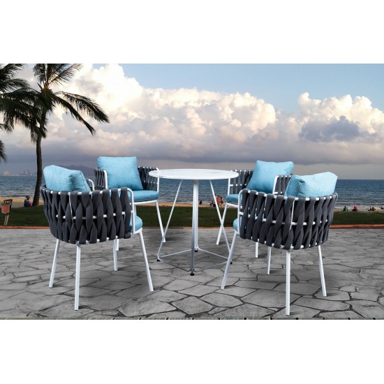 Spencer Modern Rope Outdoor Patio Dining Chair With Cushions, Grey, SC23GR