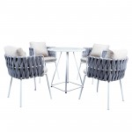 Spencer Modern Rope Outdoor Patio Dining Chair, Cushions, Light Grey, SC23LGR