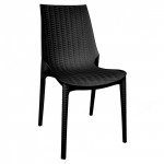 LeisureMod Kent Outdoor Dining Chair, Black, KC19BL