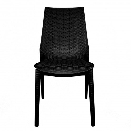 LeisureMod Kent Outdoor Dining Chair, Black, KC19BL