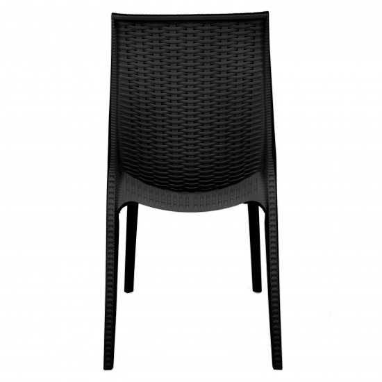 LeisureMod Kent Outdoor Dining Chair, Black, KC19BL