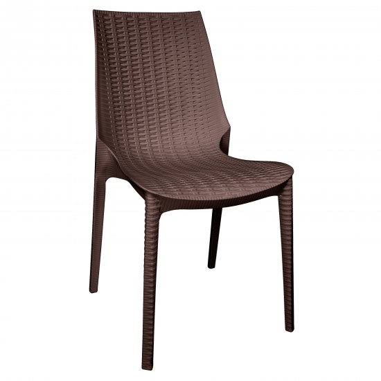 LeisureMod Kent Outdoor Dining Chair, Brown, KC19BR