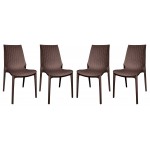LeisureMod Kent Outdoor Dining Chair, Set of 4, Brown, KC19BR4