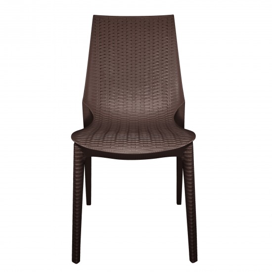 LeisureMod Kent Outdoor Dining Chair, Set of 4, Brown, KC19BR4