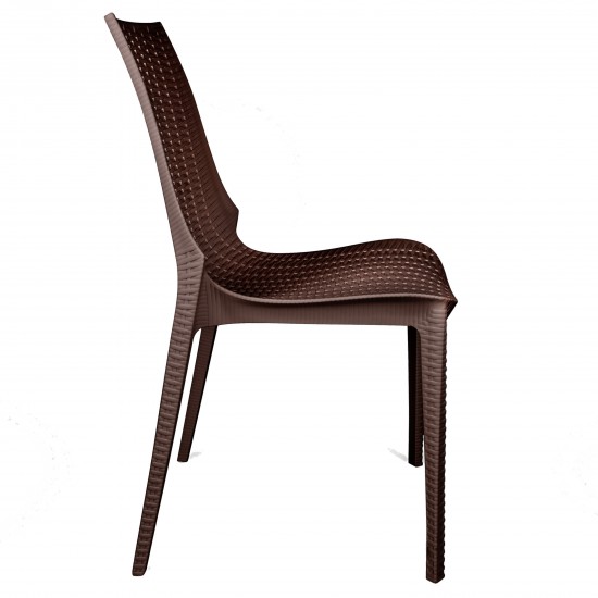 LeisureMod Kent Outdoor Dining Chair, Set of 4, Brown, KC19BR4